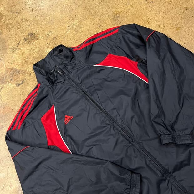 [정품/110] 아디다스 블랙 레드 바람막이 자켓 b16