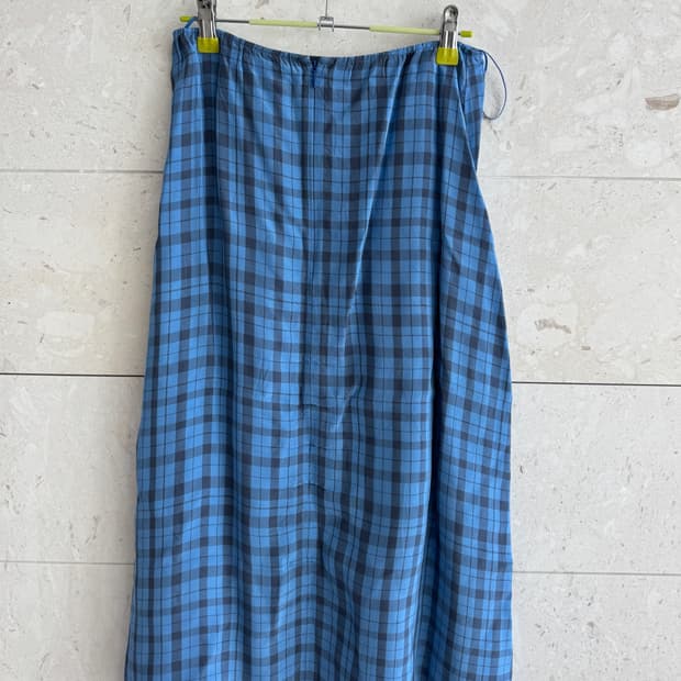 아크네 스튜디오 Acne Studios 깅엄 체크 미디 스커트 34 블루