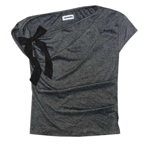 체메씨 Drape twist ribbon t-shirt