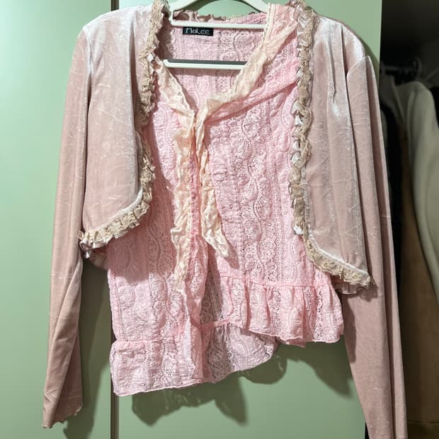 히메 갸루 핑크 상의 세트