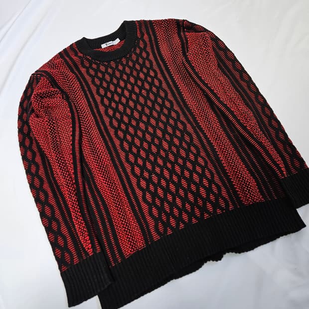 알렉산더왕 케이블 니트 스웨터 레드블랙 정품 M