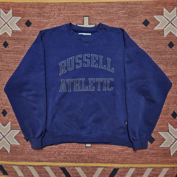 90s 러셀 레터링 하이코튼 스웻 / USA