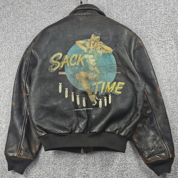 90's AVIREX 핀업걸 A-2 가죽 플라이트 자켓 (S)/10481