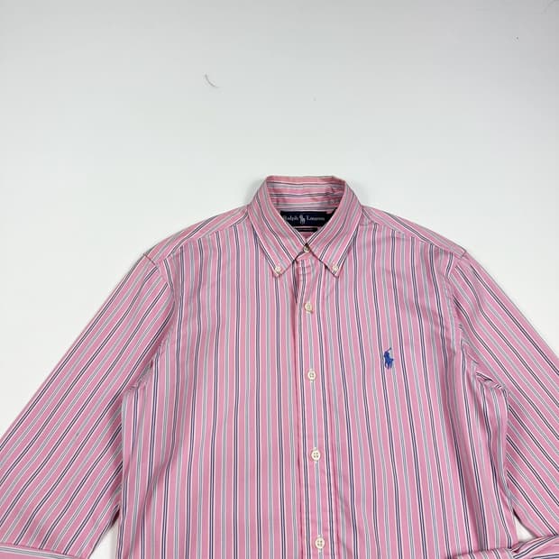 폴로 랄프로렌 포니 스트라이프 핑크 셔츠 (XS 여성추천)