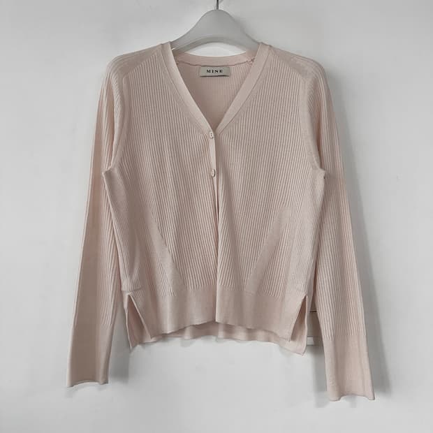 마인 슬릿 리브 니트 가디건