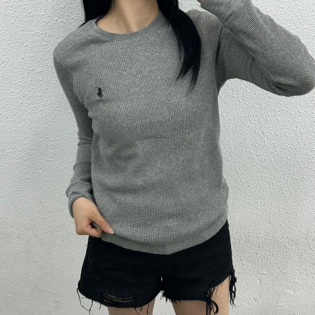 폴로 랄프로렌 차콜포니 그레이 와플 롱슬리브 M