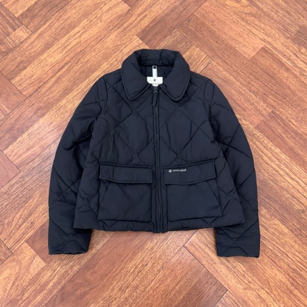 여성용 S 스노우피크 어패럴 블랙 퀼팅 패딩 자켓 