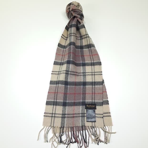 MX588 바버 램스울 윈터타탄 체크 베이지 머플러 목도리