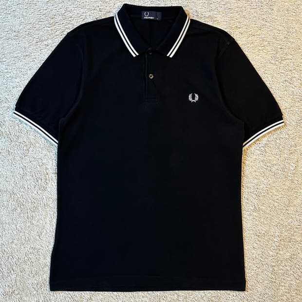 프레드페리 FREDPERRY 트윈 팁 패널 폴로 반팔 카라티 블랙