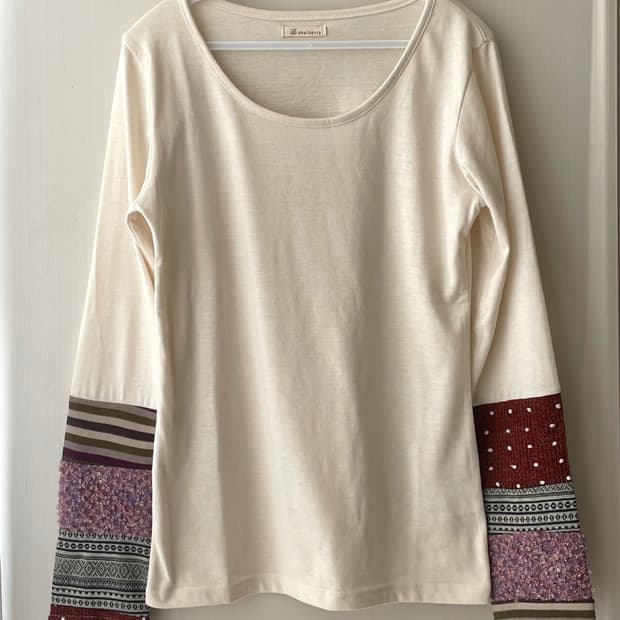 빈티지 패치워크 티셔츠 / 모리걸 하구미 히피