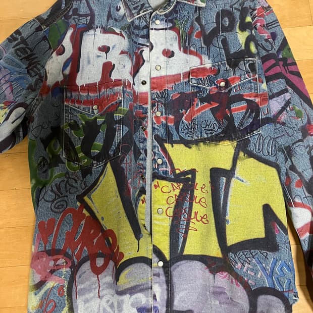 Vetements 21ss graffiti denim jacket베트멍