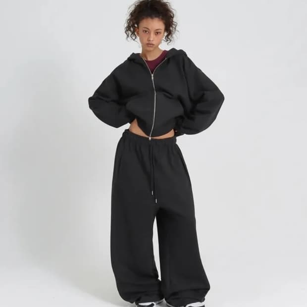 블랙업 헤비스웨트 차콜 L 라지 츄리닝바지 와이드 벌룬핏 트레이닝팬츠