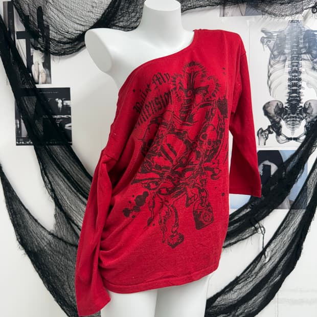 Punk mood printing red longsleeve