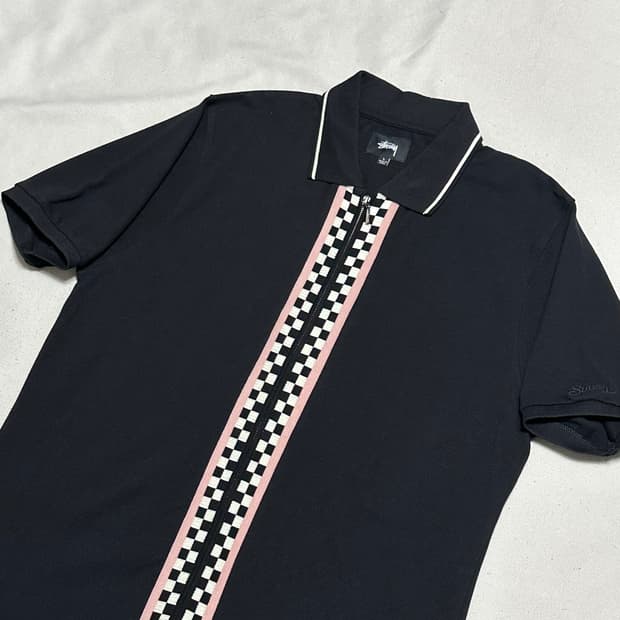 L 스투시 블랙 18ss 쥴리안 폴로 니트 반팔 집업 