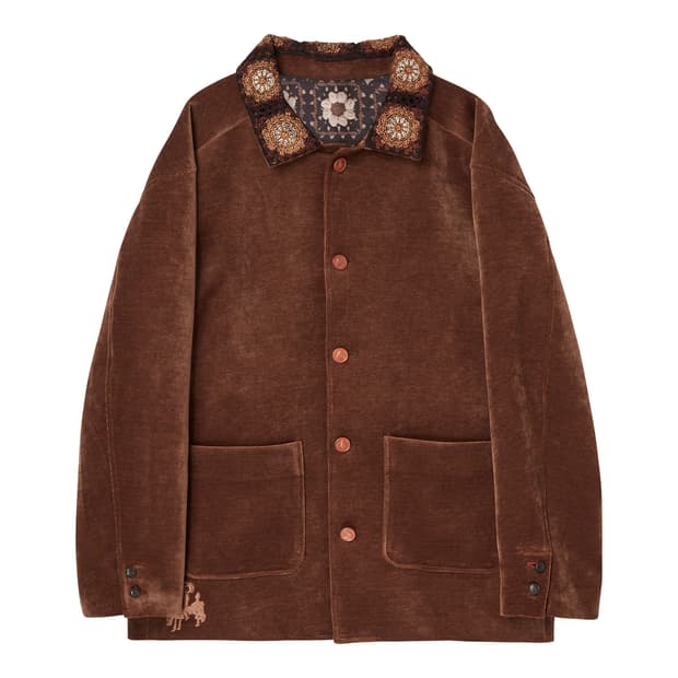 [M] 빈티지 가먼츠 레더 버튼 핸드메이드 자켓 브라운