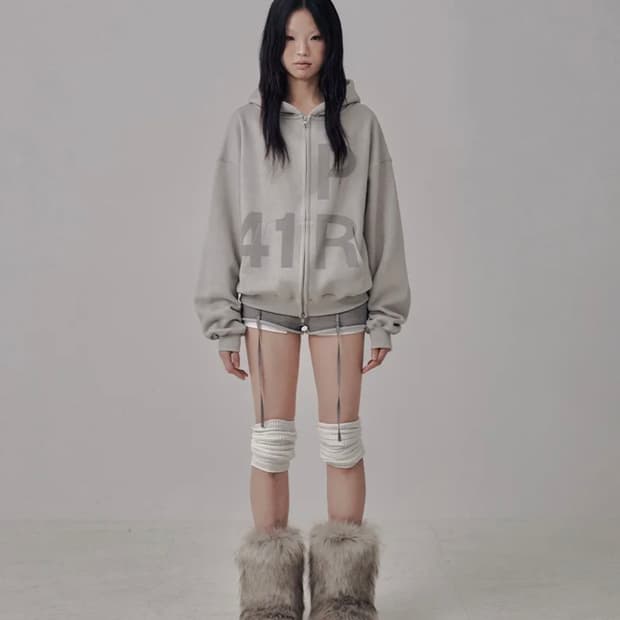 41PRAY 사일프레이 기모 후드집업 라이트 그레이