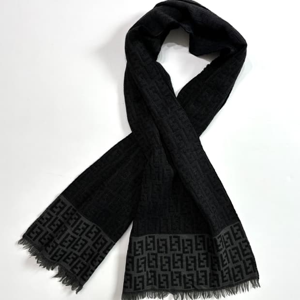 Fendi 펜디 FF로고 블랙 울 머플러