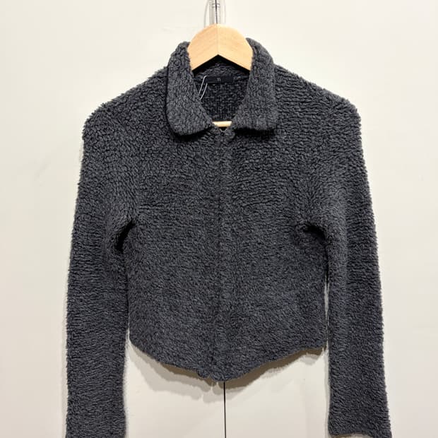 요지야마모토 부클 집업 울 니트 가디건