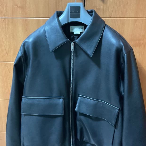 라퍼지 스토어 버핑 레더 블랙 가죽자켓 (블루종)