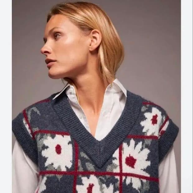 자라 ZARA 플라워 니트 베스트 S 스몰 55 패턴 조끼 정품 새상품