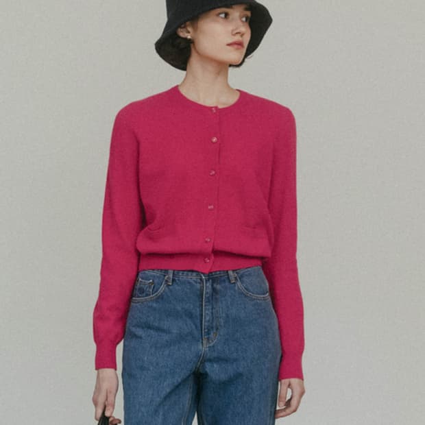 시엔느 울 가디건 마젠타 핑크