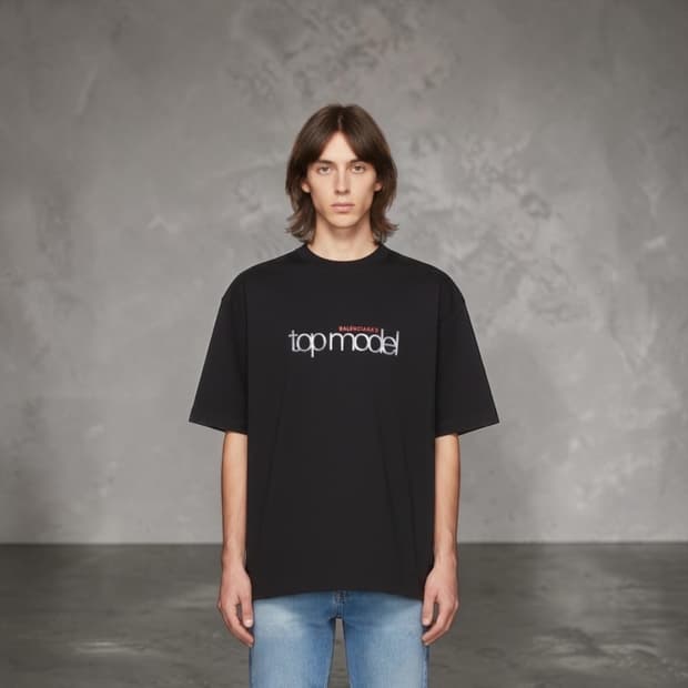 .L/ 발렌시아가 탑모델 로고 라운드 반팔