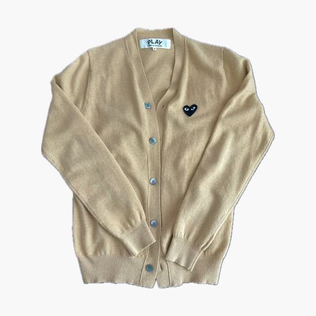 꼼데가르송 브이넥 가디건 브라운