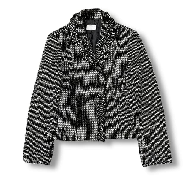 JPN 블랙화이트 아크릴 트위드 자켓 M