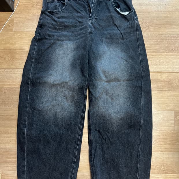 시그니처 벌룬핏 커브드 데님 팬츠 블랙 XL