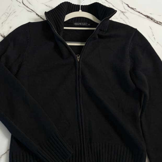 랄프로렌 블랙 니트 집업 가디건 M