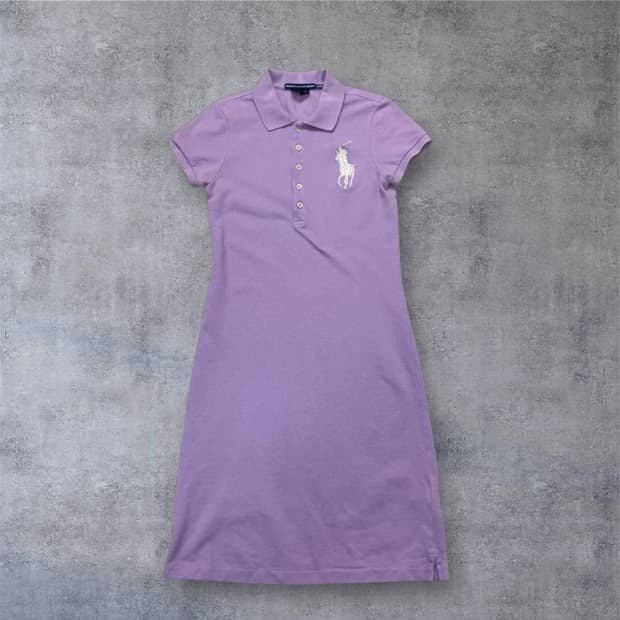 랄프로렌 스포츠 연보라 빅포니 슬림핏 카라 원피스 S