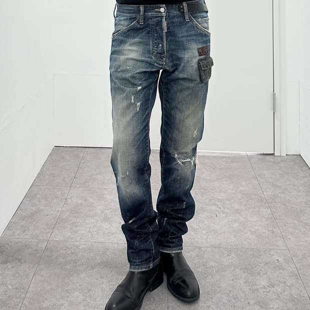 DSQUARED2 Distressed Belt Detail Slim De