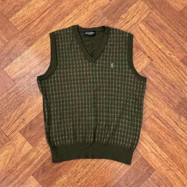 100 YSL 입셍로랑 90s 올드스쿨 니트 조끼 