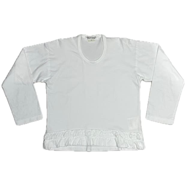 2016 꼼데가르송 이중 프릴 밑단 레이어드용 긴팔 티셔츠