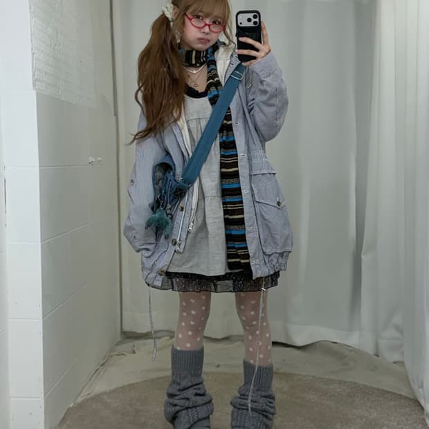 헬로키티 너드 모리 니혼진 야상 코디세트