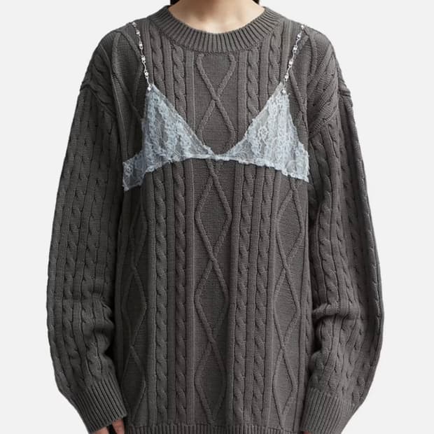 TESS LACE ON BOYFRIEND-FIT KNIT