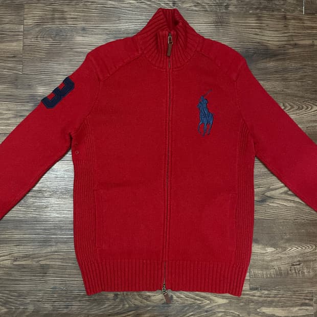 폴로 랄프로렌 빅포니 램스울 집업 자켓 레드