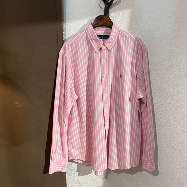 Ralph Lauren 핑크 스트라이프 옥스포드 셔츠