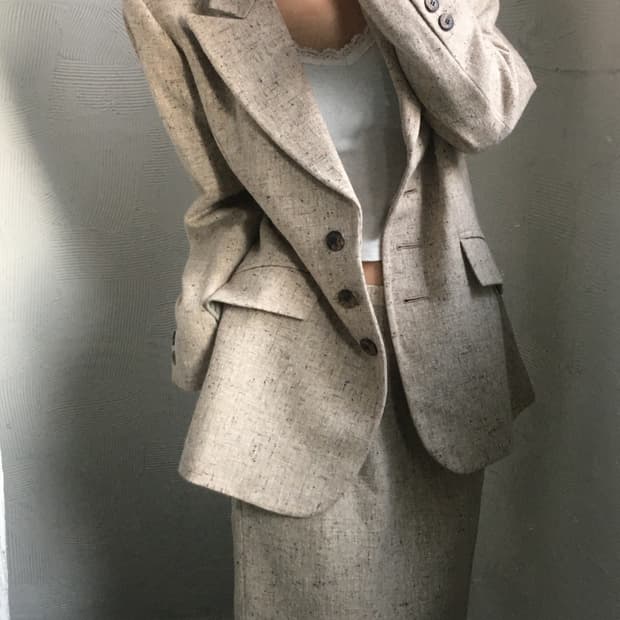 Yves Saint Laurent 입생로랑 아이보리 트위드 셋업