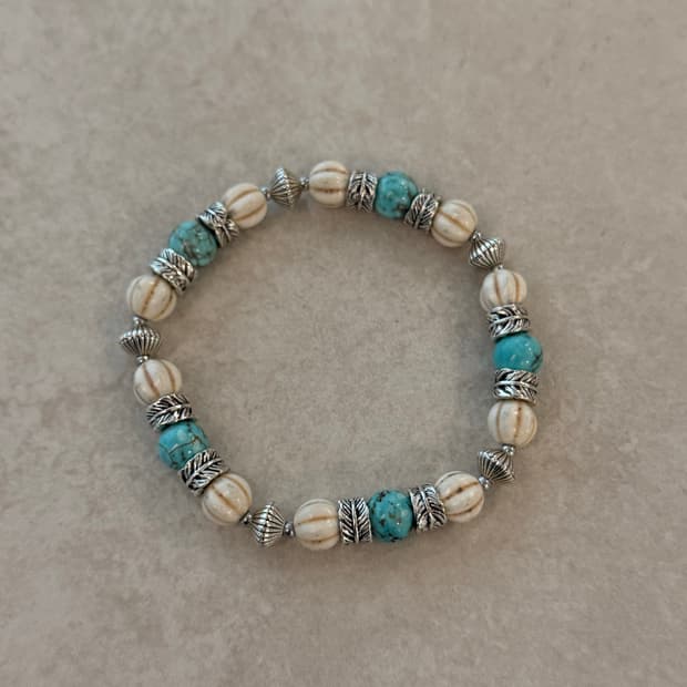 산호 터키석 합금 포인트 팔찌