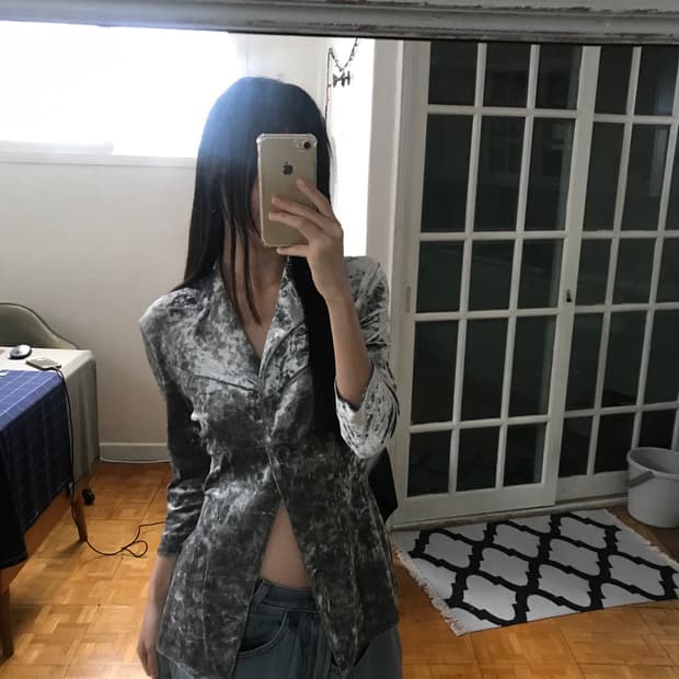 vintage silver velvet top