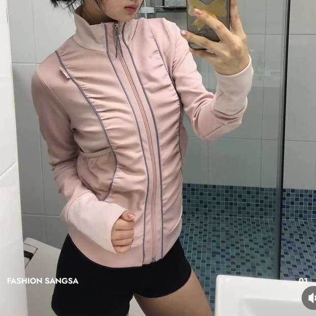 SCULPTOR Shirring Zip-Up JerseyBallerina