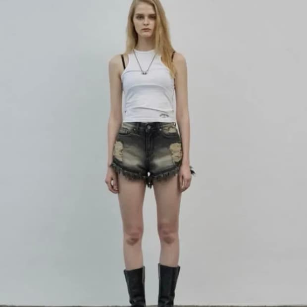 보헤미안서울 데미지 워싱 쇼츠 그레이 M