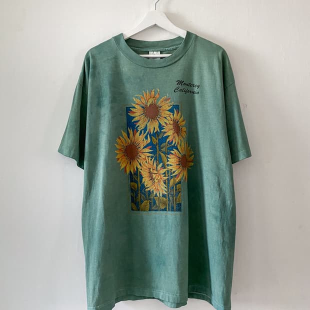 90s 빈티지 다잉 해바라기 반팔 티셔츠