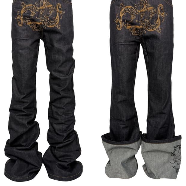 dragon flare denim pants