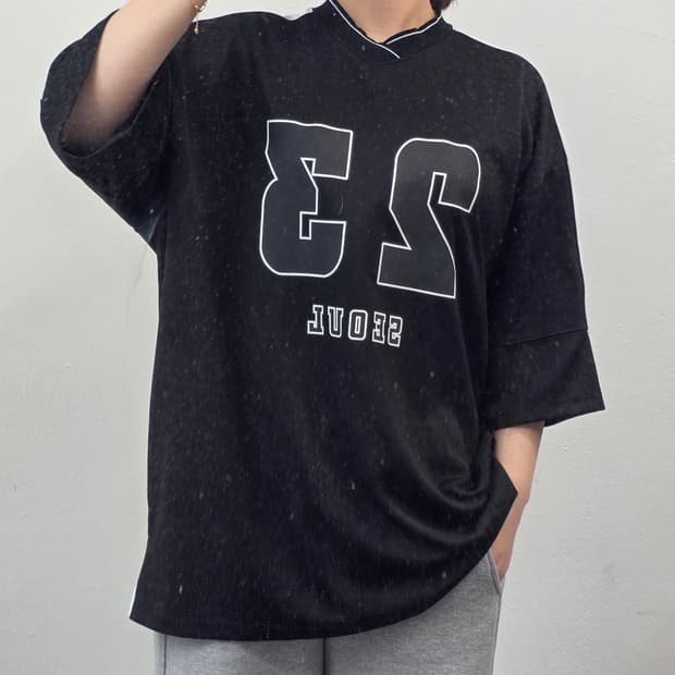 마지셔우드 서울 23 넘버링 블록코어 티셔츠 (블랙)