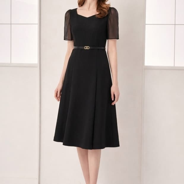 JJ지고트 시스루 슬리브리스 원피스 55사이즈