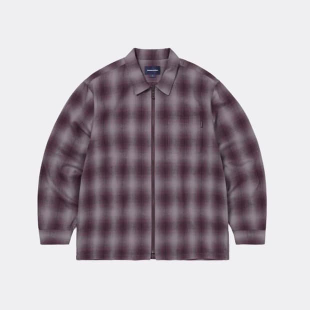 Thisisneverthat Purple Plaid Zip-Up Shir