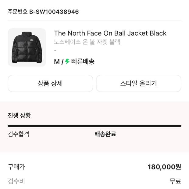 노스페이스 온블랙 패딩