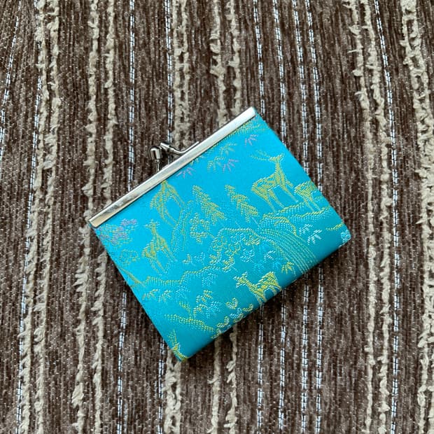 Oriental Blue Satin Pocket Wallet